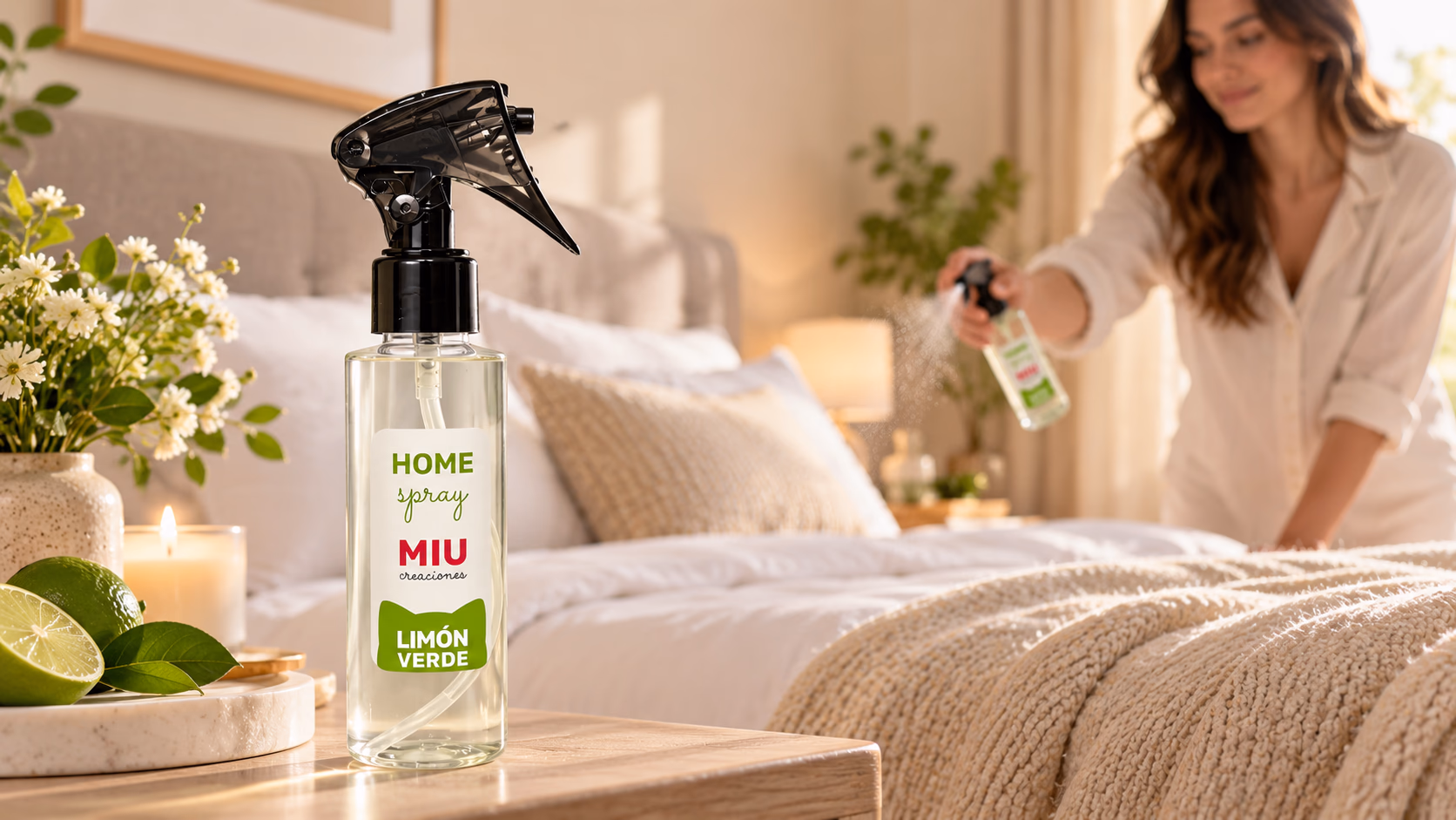 Home spray Miu Creaciones perfumando una habitación